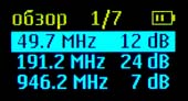 Режим обзора предназначен для анализа общей ситуации с радиопередающими устройствами